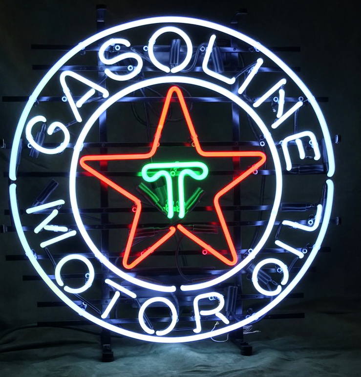 Texaco Gasoline Round Motor Oil Neon Sign